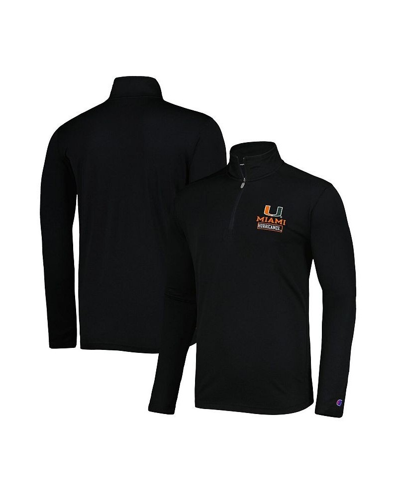 Men's Black Miami Hurricanes Textured Quarter-Zip Jacket $30.75 Jackets