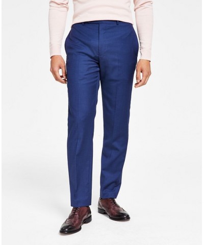 Men's Infinite Stretch Solid Slim-Fit Pants Blue $45.89 Suits