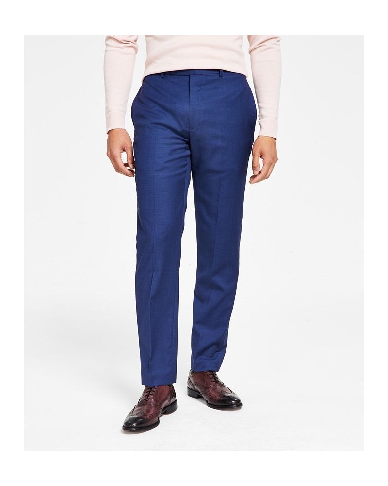 Men's Infinite Stretch Solid Slim-Fit Pants Blue $45.89 Suits