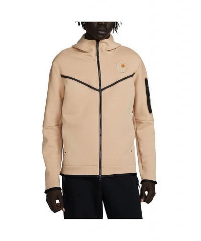 Men's Tan Barcelona Tech Fleece Windrunner Full-Zip Hoodie $56.00 Sweatshirt