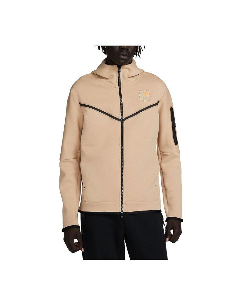 Men's Tan Barcelona Tech Fleece Windrunner Full-Zip Hoodie $56.00 Sweatshirt