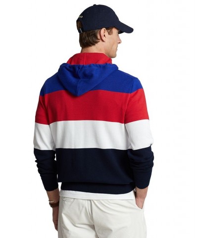 Men's Logo Color-Blocked Cotton Hooded Sweater Red $35.46 Sweaters