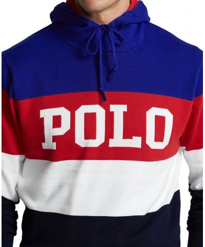 Men's Logo Color-Blocked Cotton Hooded Sweater Red $35.46 Sweaters