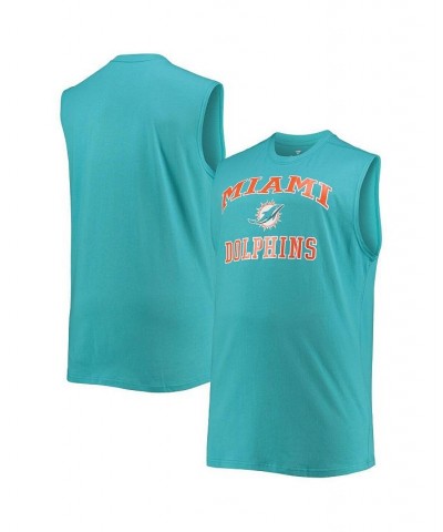 Men's Aqua Miami Dolphins Big and Tall Muscle Tank Top $18.48 T-Shirts