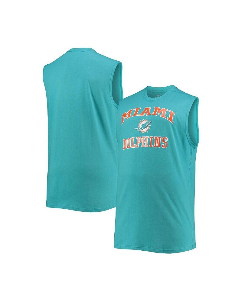 Men's Aqua Miami Dolphins Big and Tall Muscle Tank Top $18.48 T-Shirts