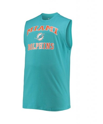 Men's Aqua Miami Dolphins Big and Tall Muscle Tank Top $18.48 T-Shirts