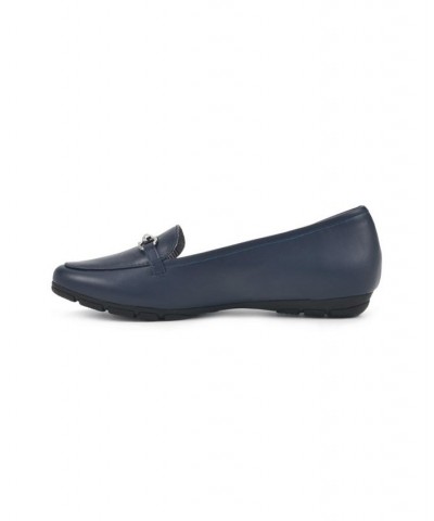 Women's Glowing Loafer Flats Navy Smooth- Polyurethane $31.74 Shoes