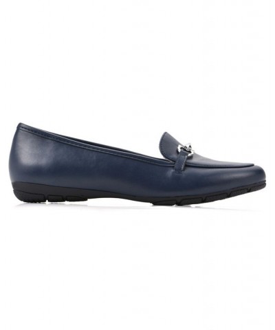 Women's Glowing Loafer Flats Navy Smooth- Polyurethane $31.74 Shoes