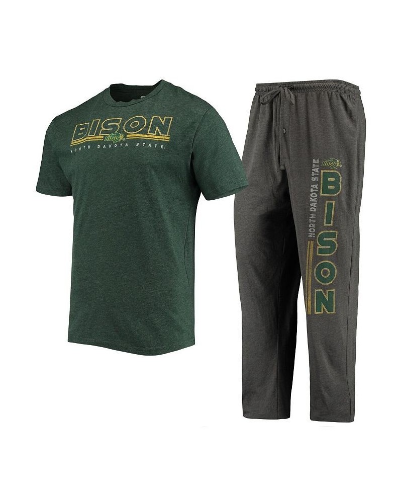 Men's Heathered Charcoal, Green NDSU Bison Meter T-shirt and Pants Sleep Set $30.80 Pajama