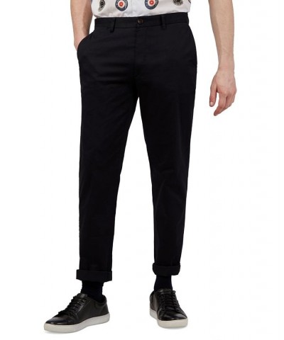 Men's Slim-Fit Stretch Five-Pocket Branded Chino Pants Black $42.57 Pants