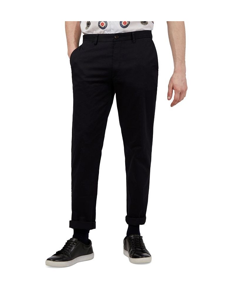 Men's Slim-Fit Stretch Five-Pocket Branded Chino Pants Black $42.57 Pants