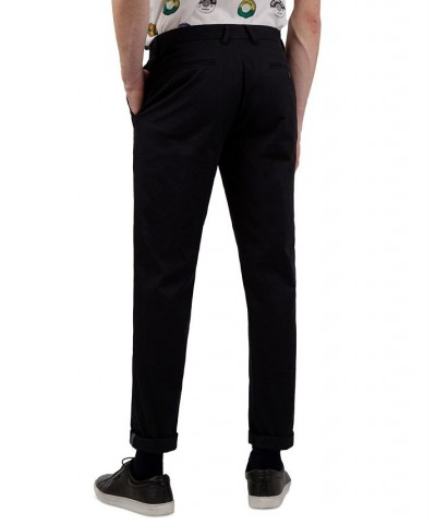 Men's Slim-Fit Stretch Five-Pocket Branded Chino Pants Black $42.57 Pants