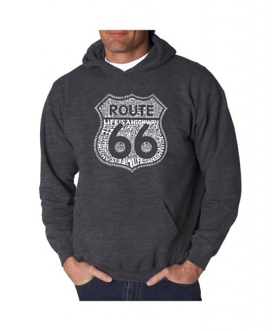 Men's Word Art Hooded Sweatshirt - Route 66 - Life is a Highway Gray $25.80 Sweatshirt