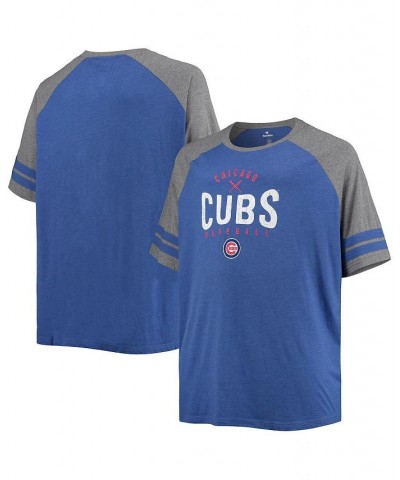 Men's Heathered Royal and Heathered Gray Chicago Cubs Big and Tall Two-Stripe Raglan Tri-Blend T-shirt $23.00 T-Shirts