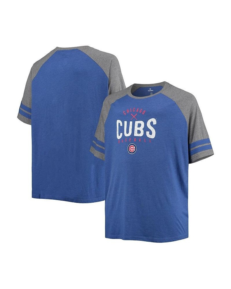 Men's Heathered Royal and Heathered Gray Chicago Cubs Big and Tall Two-Stripe Raglan Tri-Blend T-shirt $23.00 T-Shirts