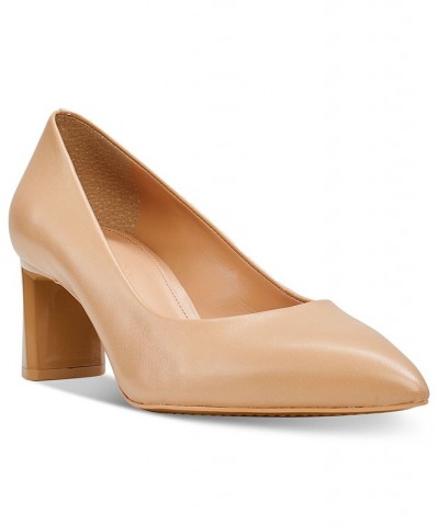 Women's Tritellia Slip-On Block-Heel Pumps Tan/Beige $40.69 Shoes