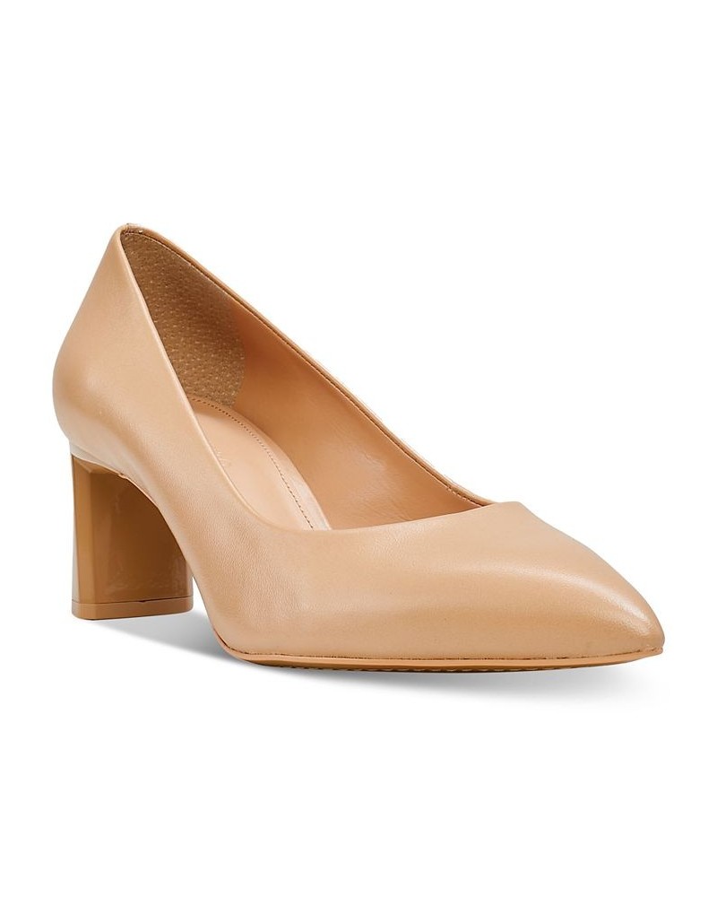 Women's Tritellia Slip-On Block-Heel Pumps Tan/Beige $40.69 Shoes