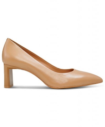 Women's Tritellia Slip-On Block-Heel Pumps Tan/Beige $40.69 Shoes