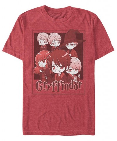 Men's Gryffindor Chibi Short Sleeve Crew T-shirt Red $17.50 T-Shirts