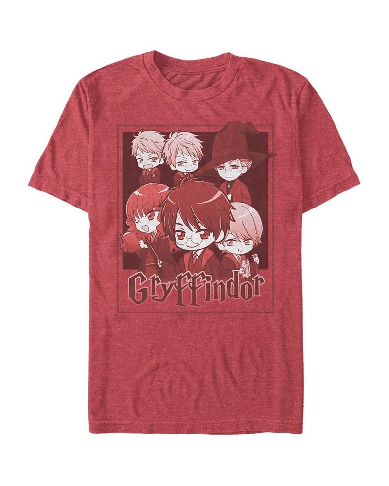 Men's Gryffindor Chibi Short Sleeve Crew T-shirt Red $17.50 T-Shirts