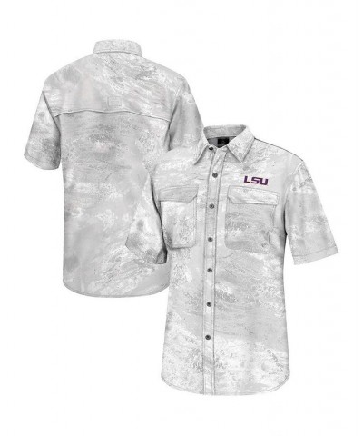 Men's White LSU Tigers Realtree Aspect Charter Full-Button Fishing Shirt $40.49 Shirts