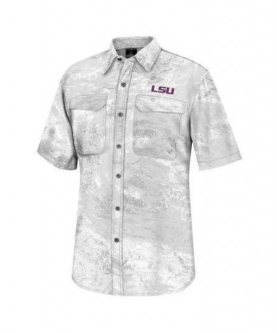 Men's White LSU Tigers Realtree Aspect Charter Full-Button Fishing Shirt $40.49 Shirts