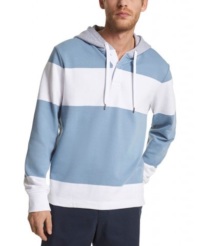 Men's Rugby Stripe Hooded Pullover Midnight $57.62 Sweatshirt