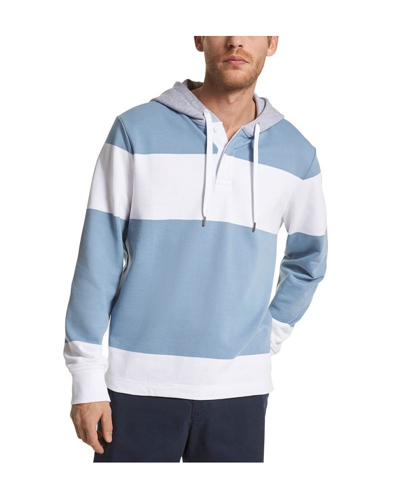 Men's Rugby Stripe Hooded Pullover Midnight $57.62 Sweatshirt