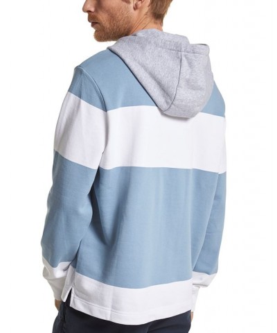 Men's Rugby Stripe Hooded Pullover Midnight $57.62 Sweatshirt