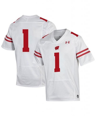 Men's 1 White Wisconsin Badgers Premier Football Jersey $65.00 Jersey