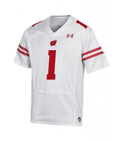 Men's 1 White Wisconsin Badgers Premier Football Jersey $65.00 Jersey