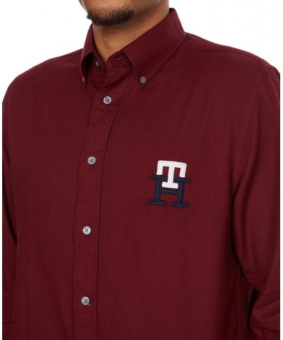 Men's Classic-Fit Embroidered Monogram Button-Down Shirt Red $24.16 Shirts