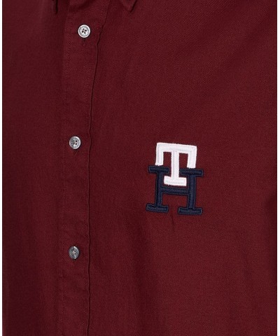 Men's Classic-Fit Embroidered Monogram Button-Down Shirt Red $24.16 Shirts