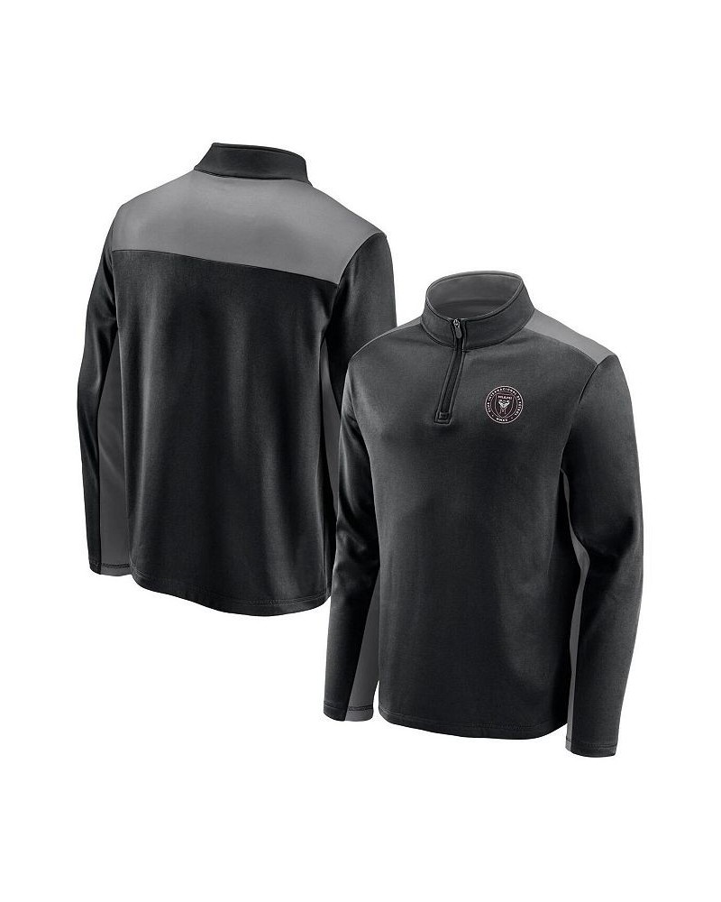 Men's Branded Black Inter Miami CF Primary Logo 1/4-Zip Fleece Jacket $32.20 Jackets