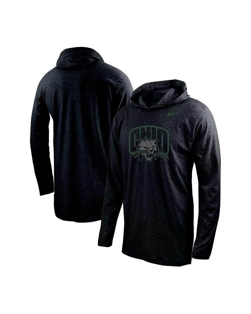 Men's Black Ohio Bobcats Color Pop Performance Hoodie Long Sleeve T-shirt $27.28 T-Shirts