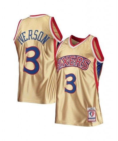 Men's Allen Iverson Gold Philadelphia 76ers 75th Anniversary 1996-97 Hardwood Classics Swingman Jersey $57.35 Jersey