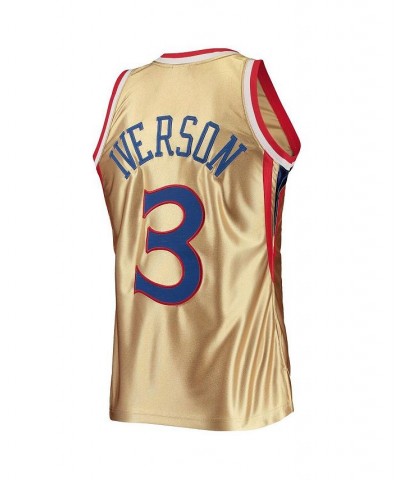 Men's Allen Iverson Gold Philadelphia 76ers 75th Anniversary 1996-97 Hardwood Classics Swingman Jersey $57.35 Jersey