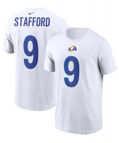 Men's Matthew Stafford White Los Angeles Rams Name and Number T-shirt $28.49 T-Shirts