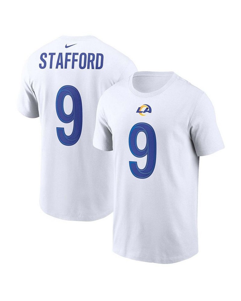 Men's Matthew Stafford White Los Angeles Rams Name and Number T-shirt $28.49 T-Shirts