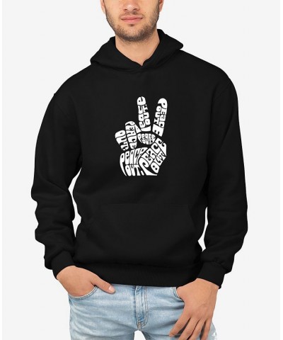 Men's Word Art Peace Out Hooded Sweatshirt Black $35.39 Sweatshirt