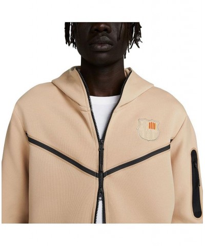 Men's Tan Barcelona Tech Fleece Windrunner Full-Zip Hoodie $56.00 Sweatshirt