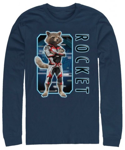 Marvel Men's Avengers Endgame Rocket Suit Up, Long Sleeve T-shirt Blue $21.19 T-Shirts