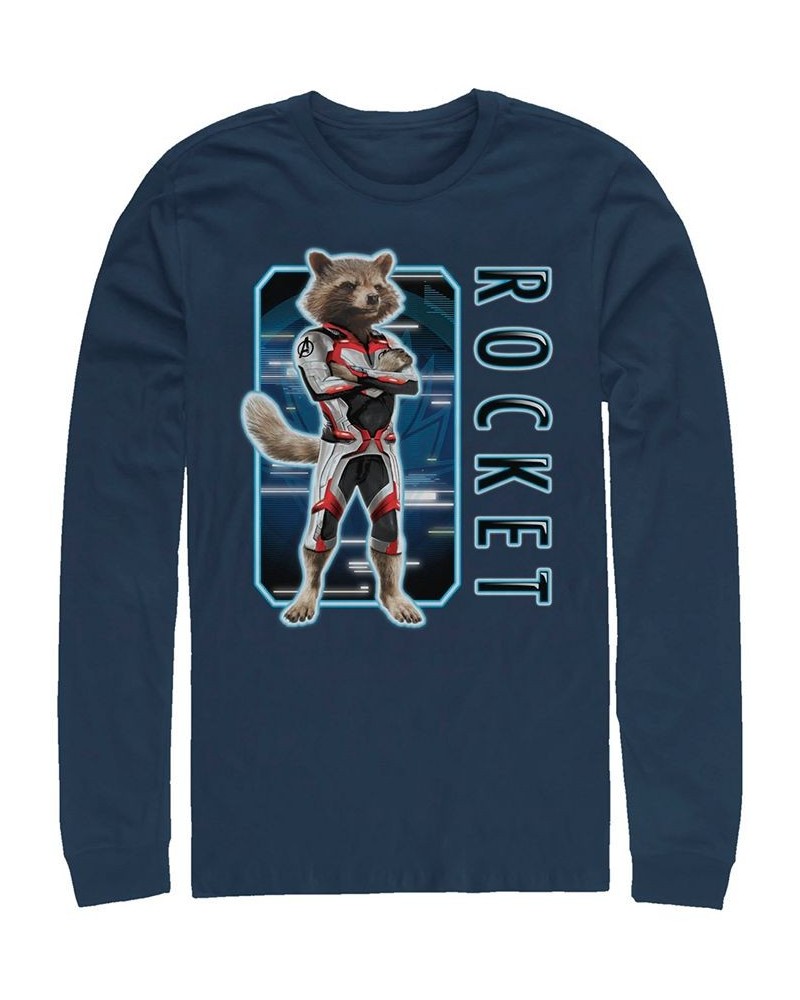 Marvel Men's Avengers Endgame Rocket Suit Up, Long Sleeve T-shirt Blue $21.19 T-Shirts