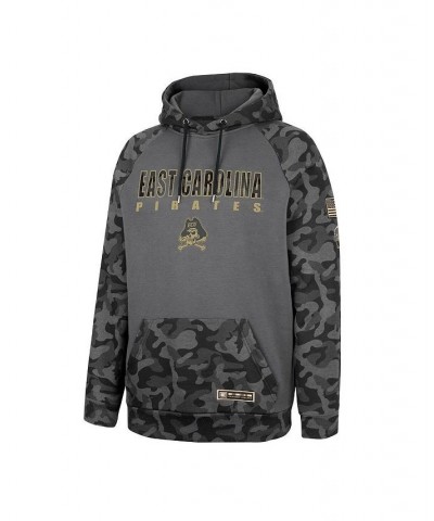 Men's Charcoal ECU Pirates OHT Military-Inspired Appreciation Camo Stack Raglan Pullover Hoodie $35.09 Sweatshirt