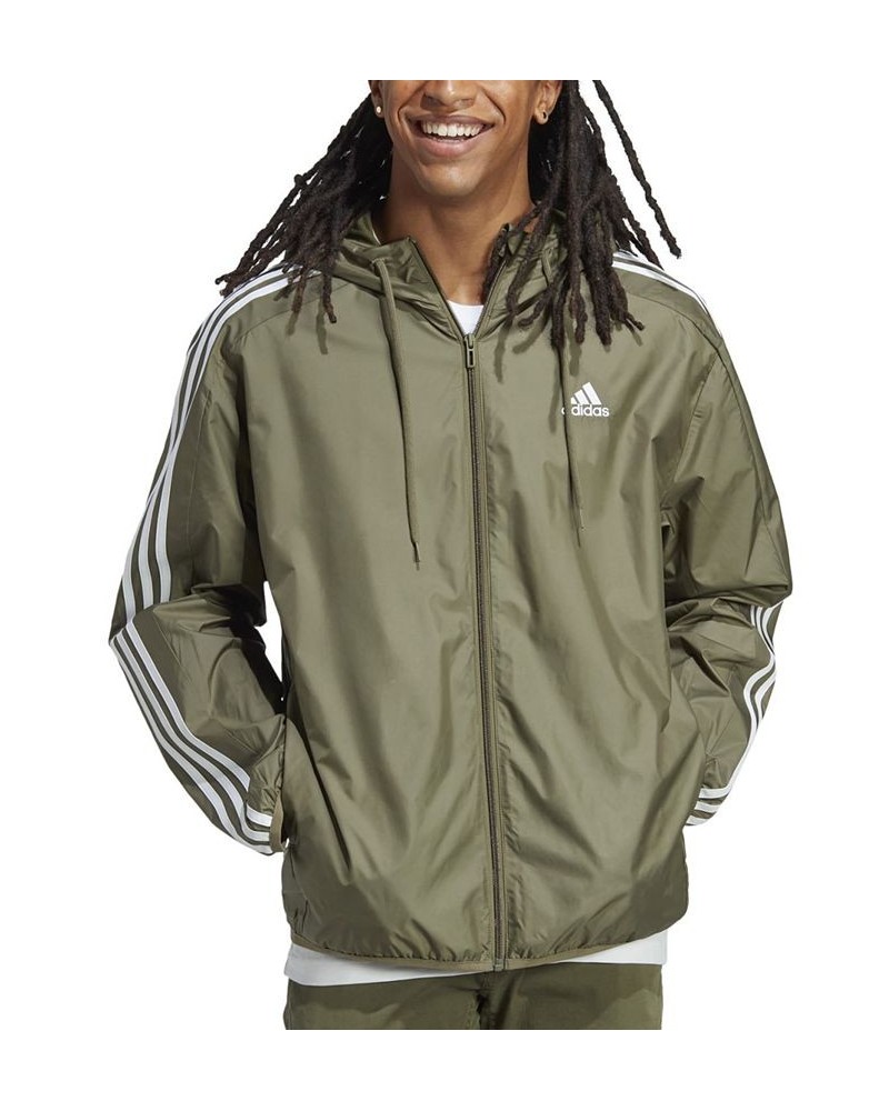 Men's Essentials Woven Three-Stripes Logo Windbreaker Green $33.13 Jackets