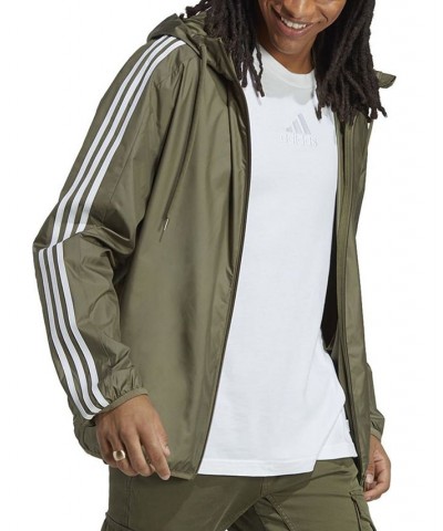 Men's Essentials Woven Three-Stripes Logo Windbreaker Green $33.13 Jackets