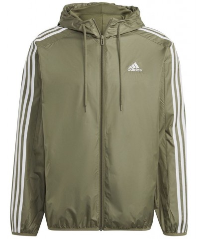 Men's Essentials Woven Three-Stripes Logo Windbreaker Green $33.13 Jackets