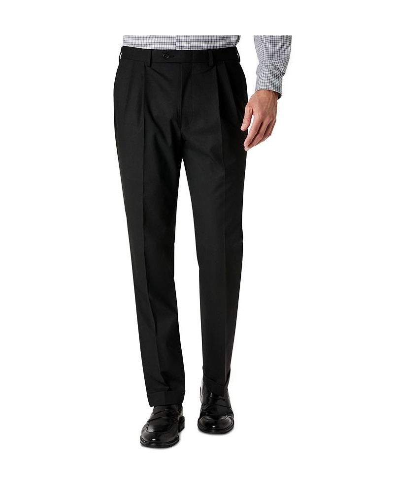 Men's Classic-Fit Solid Pleated Dress Pants Black $23.10 Pants