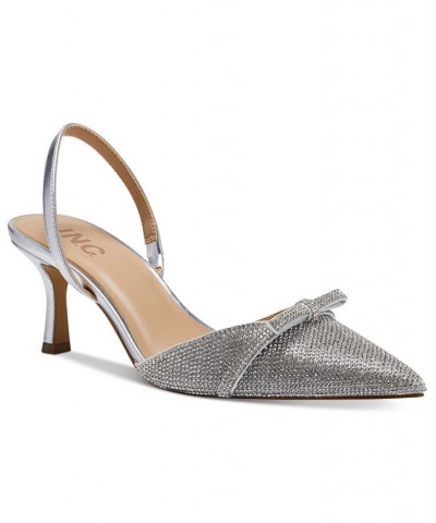 Women's Gelsey Slingback Kitten-Heel Pumps Gray $52.56 Shoes