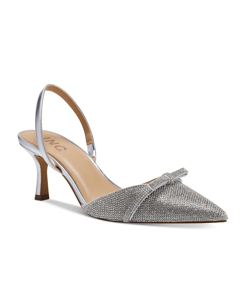 Women's Gelsey Slingback Kitten-Heel Pumps Gray $52.56 Shoes